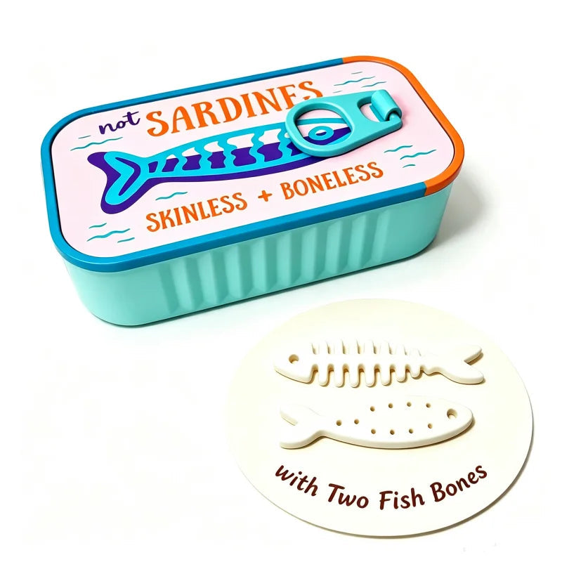 Pink and Blue sardine travel jewelry case