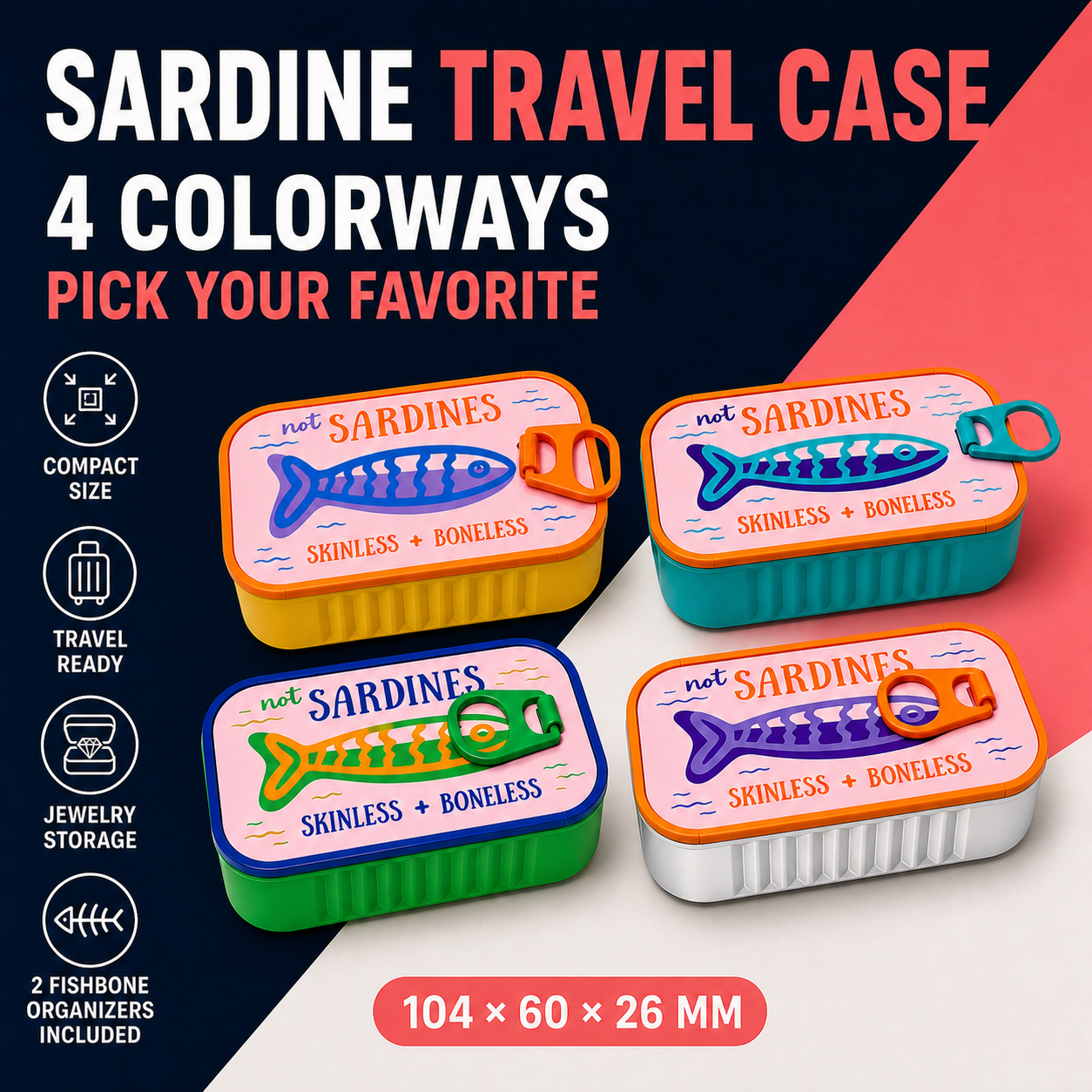 Sardine Tin Travel Jewelry Case