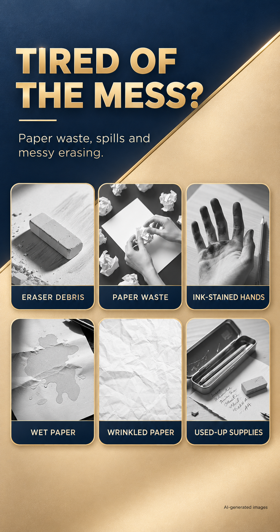 Illustrated examples of paper waste and writing mess