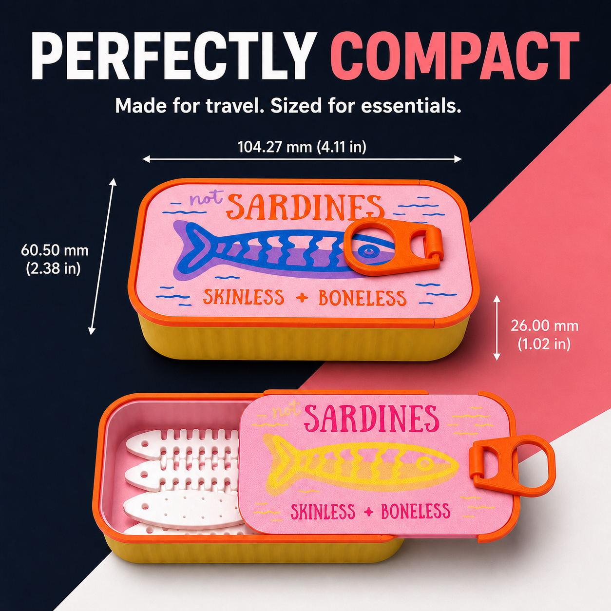 Sardine travel jewelry case dimensions and open interior